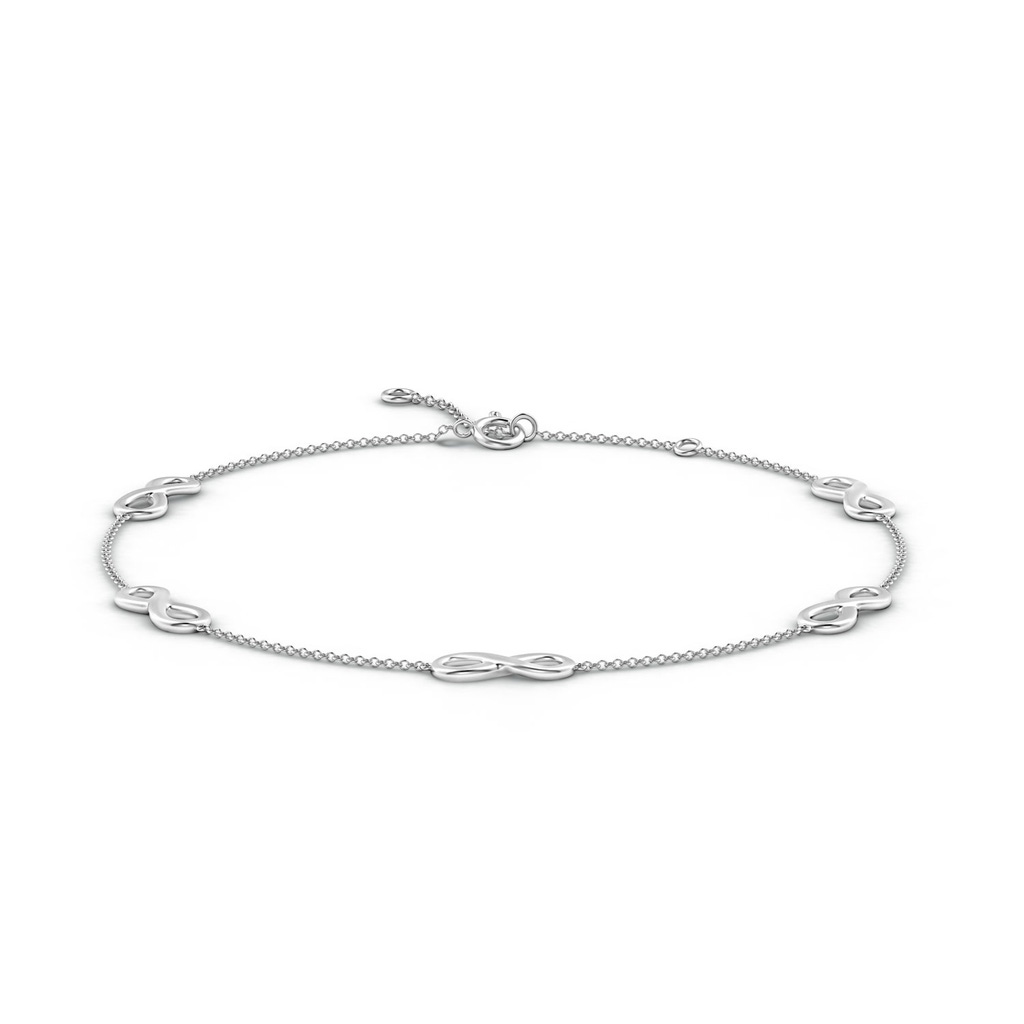 100 Spring Ring Classic Infinity Station Adjustable Ankle Bracelet in White Gold