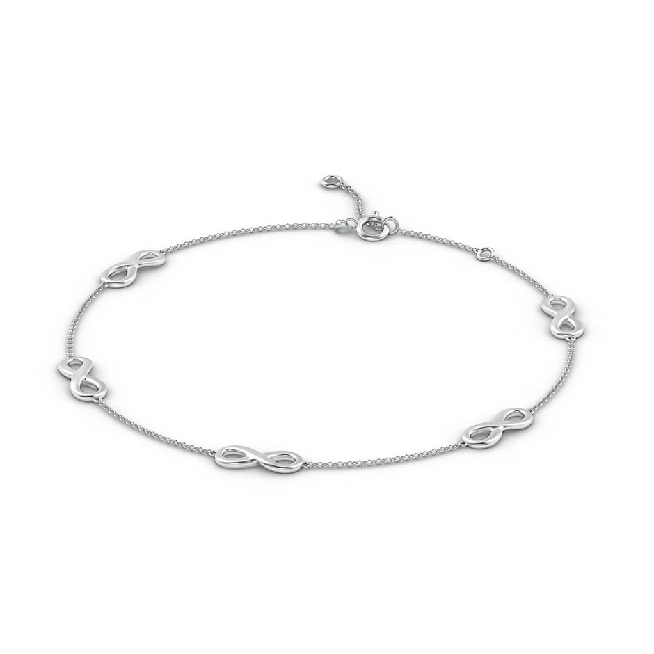 100 Spring Ring Classic Infinity Station Adjustable Ankle Bracelet in White Gold side-1