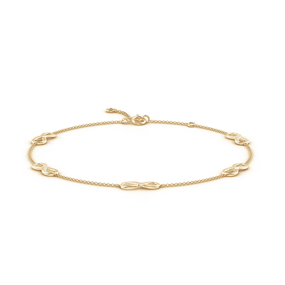 100 Spring Ring Classic Infinity Station Adjustable Ankle Bracelet in Yellow Gold 