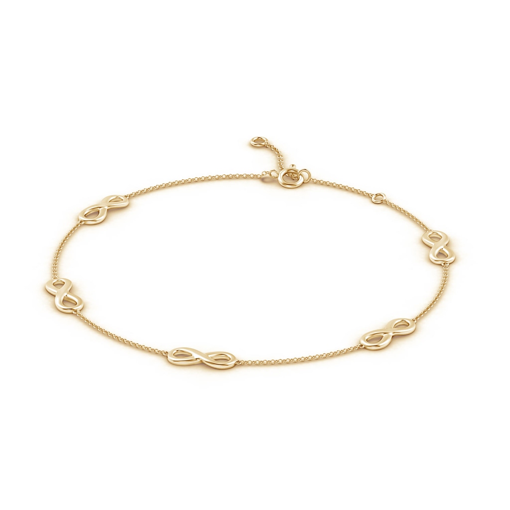 100 Spring Ring Classic Infinity Station Adjustable Ankle Bracelet in Yellow Gold Side-1