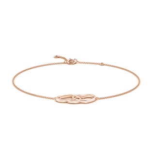 Spring Ring 100 Interlocking Double Heart Adjustable Anklet in Rose Gold