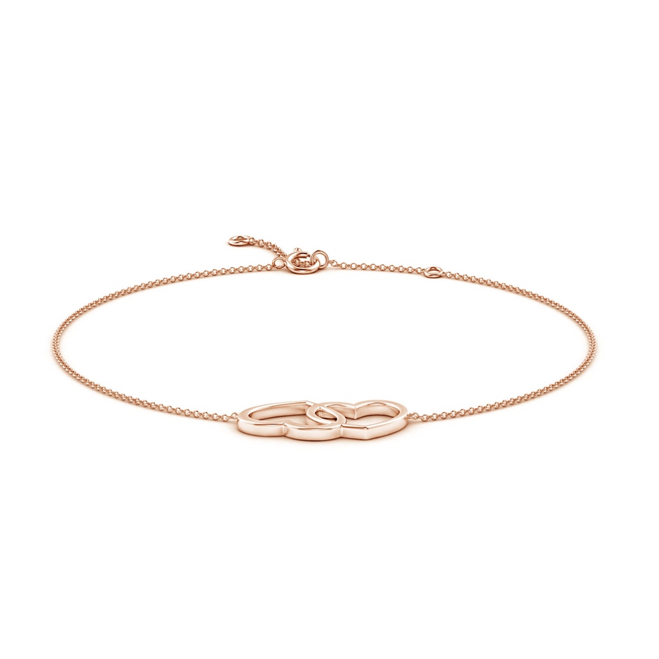 Spring Ring 100 Interlocking Double Heart Adjustable Anklet in Rose Gold 