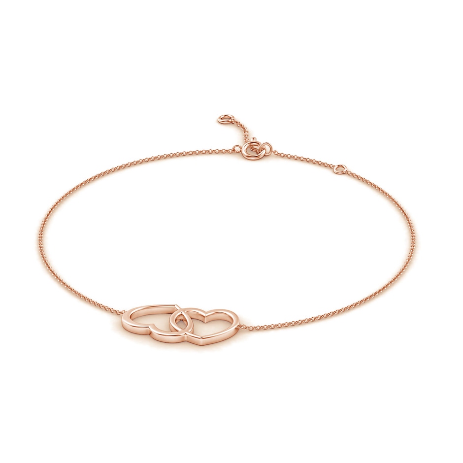 Spring Ring 100 Interlocking Double Heart Adjustable Anklet in Rose Gold side-1