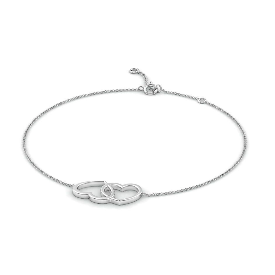 Spring Ring 100 Interlocking Double Heart Adjustable Anklet in White Gold side-1