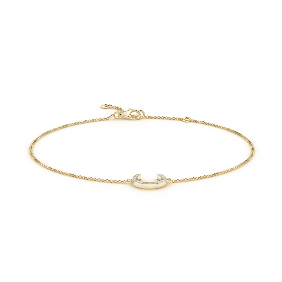 1mm GVS2 Pave-Set Diamond Adjustable Horseshoe Anklet in Yellow Gold 