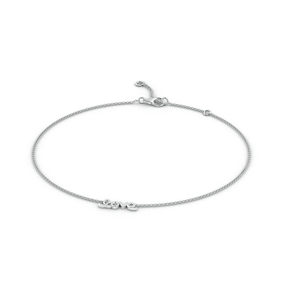 100 Lobster Claw Cursive 'Love' Adjustable Anklet in White Gold side-1