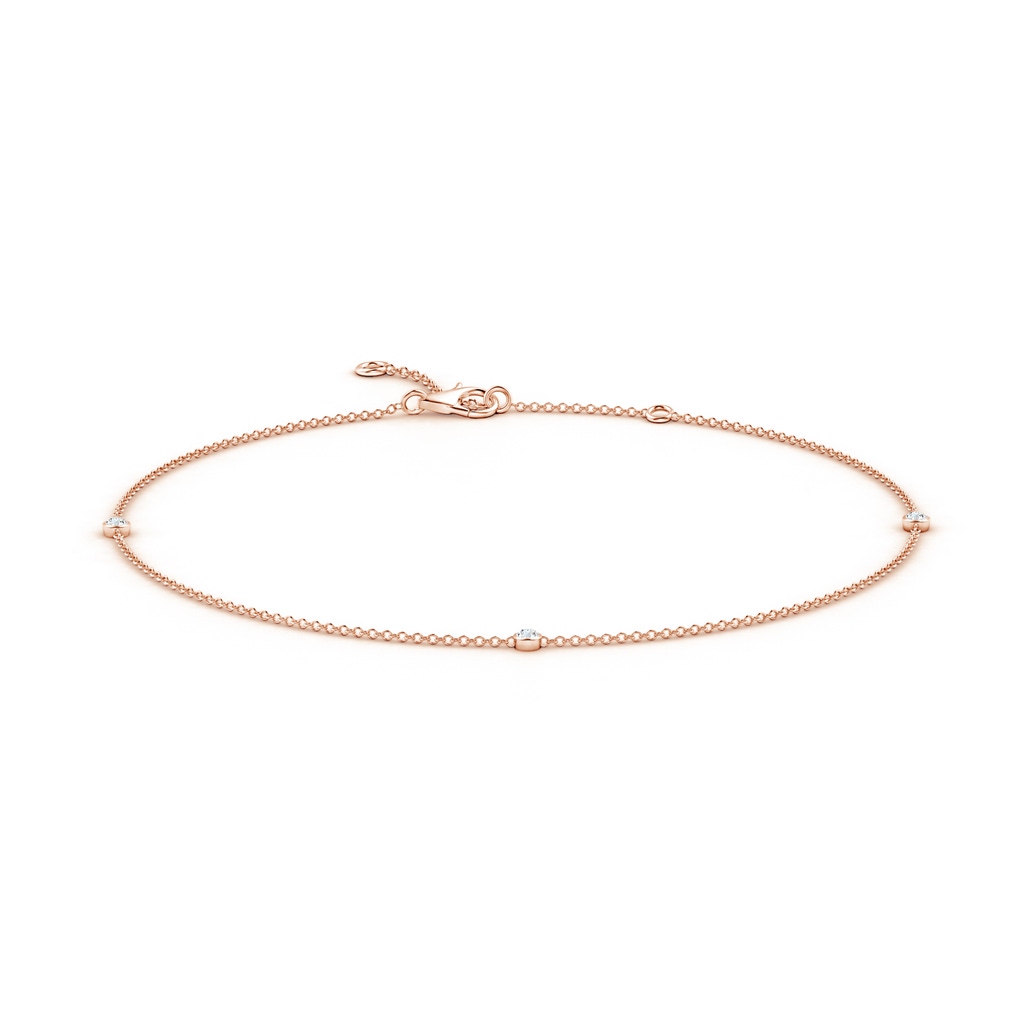 2mm GVS2 Bezel-Set Diamond Station Adjustable Ankle Bracelet in Rose Gold