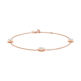 5.1mm GVS2 Bezel-Set Diamond Station Adjustable Ankle Bracelet in 18K Rose Gold