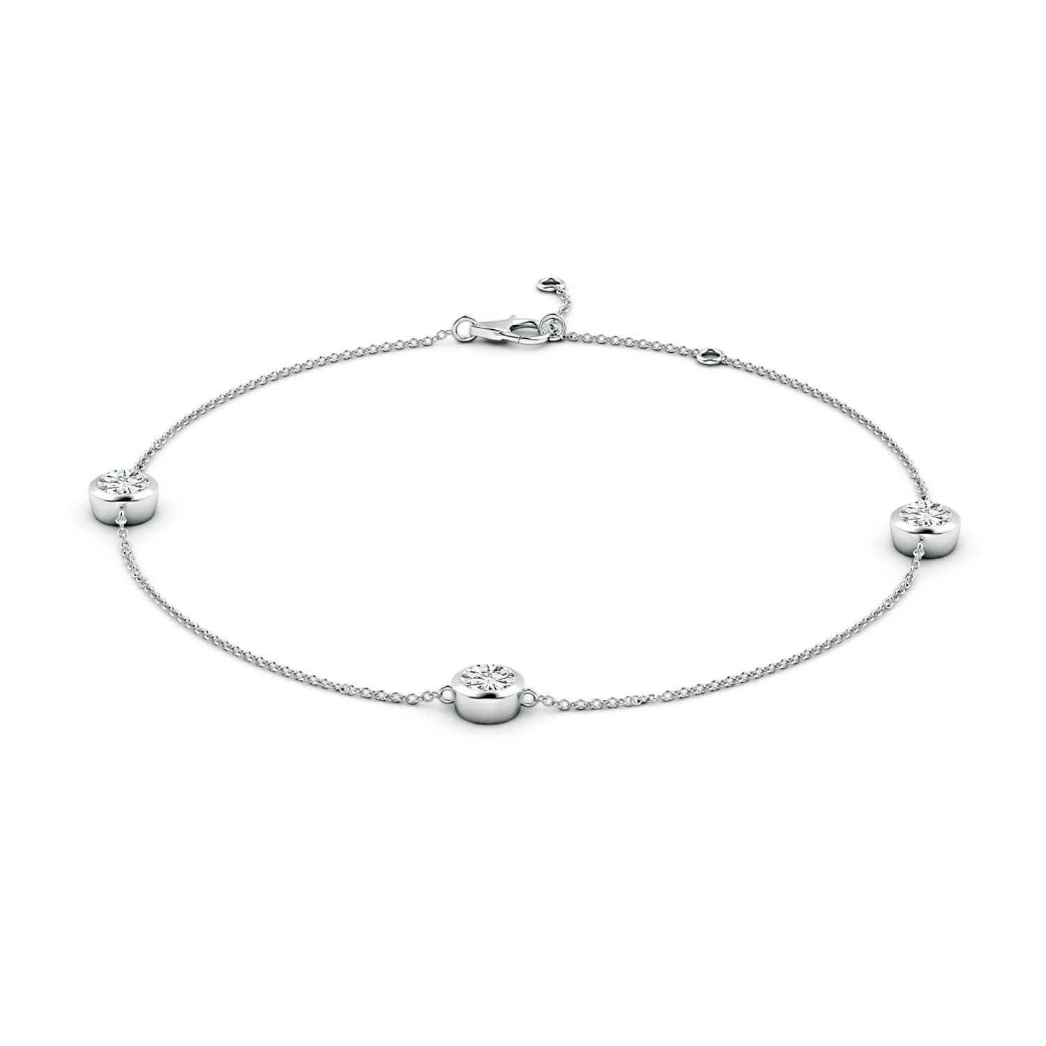 5.1mm HSI2 Bezel-Set Diamond Station Adjustable Ankle Bracelet in 18CT White Gold - side 1
