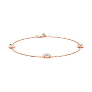 5.1mm IJI1I2 Bezel-Set Diamond Station Adjustable Ankle Bracelet in 9K Rose Gold