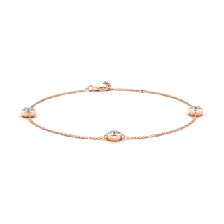 5.1mm KI3 Bezel-Set Diamond Station Adjustable Ankle Bracelet in 9K Rose Gold