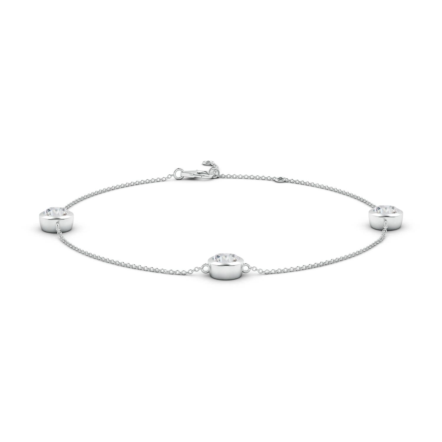 5.9mm HSI2 Bezel-Set Diamond Station Adjustable Ankle Bracelet in 18K White Gold