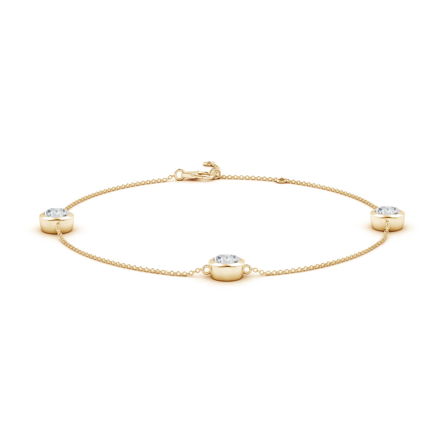 5.9mm HSI2 Bezel-Set Diamond Station Adjustable Ankle Bracelet in Yellow Gold