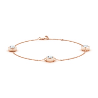 6.4mm GVS2 Bezel-Set Diamond Station Adjustable Ankle Bracelet in 18K Rose Gold