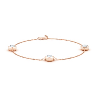 6.4mm GVS2 Bezel-Set Diamond Station Adjustable Ankle Bracelet in 9K Rose Gold