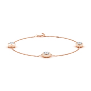 6.4mm HSI2 Bezel-Set Diamond Station Adjustable Ankle Bracelet in 9K Rose Gold