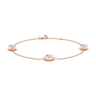 6.4mm IJI1I2 Bezel-Set Diamond Station Adjustable Ankle Bracelet in 18K Rose Gold