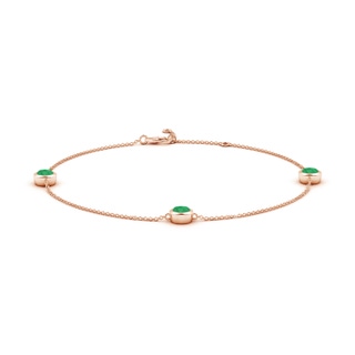 5mm A Bezel-Set Emerald Station Adjustable Ankle Bracelet in Rose Gold