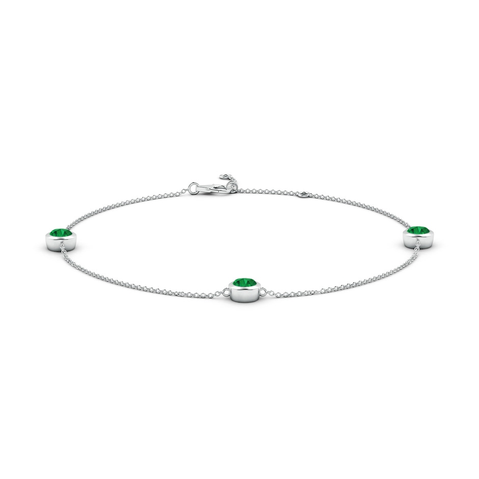 5mm AAA Bezel-Set Emerald Station Adjustable Ankle Bracelet in White Gold 