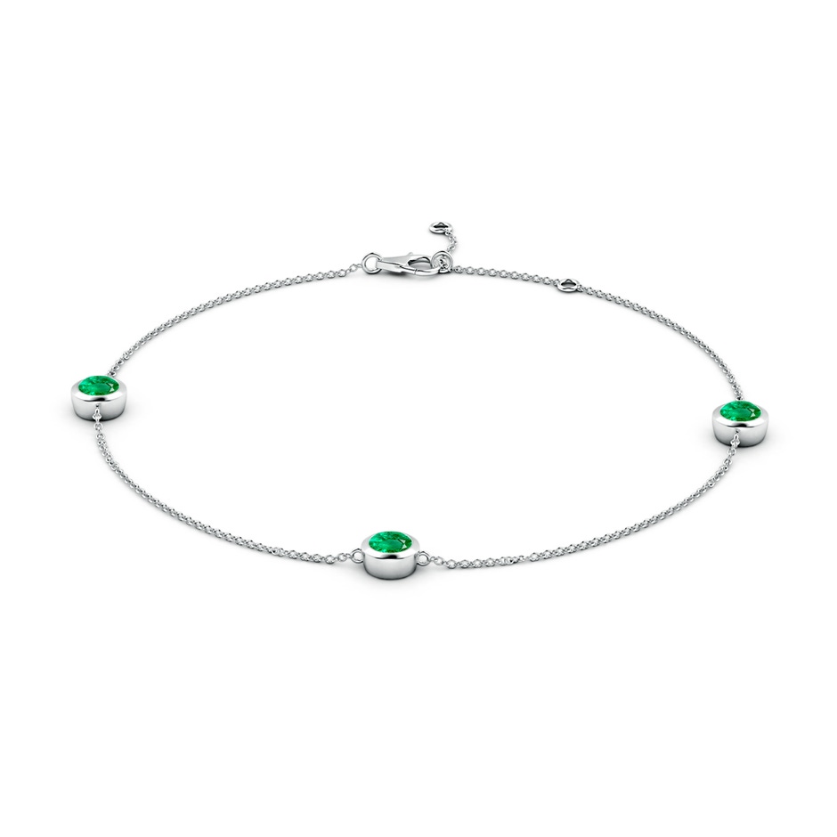 5mm AAA Bezel-Set Emerald Station Adjustable Ankle Bracelet in White Gold side 199