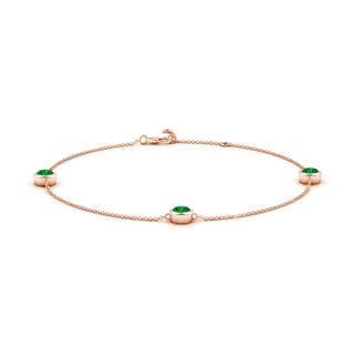 5mm AAAA Bezel-Set Emerald Station Adjustable Ankle Bracelet in Rose Gold