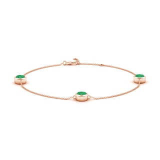 6mm A Bezel-Set Emerald Station Adjustable Ankle Bracelet in Rose Gold