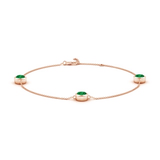 6mm AAA Bezel-Set Emerald Station Adjustable Ankle Bracelet in Rose Gold