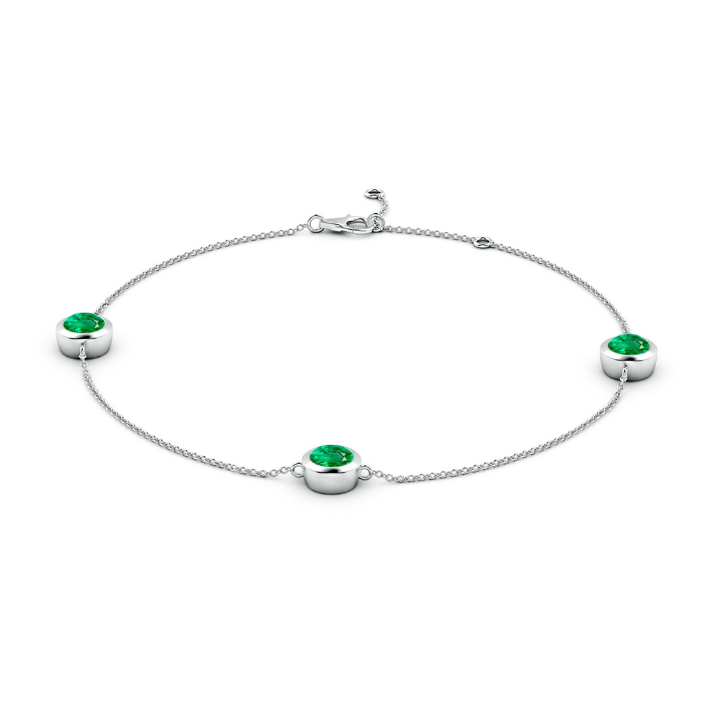 6mm AAA Bezel-Set Emerald Station Adjustable Ankle Bracelet in White Gold Side 199