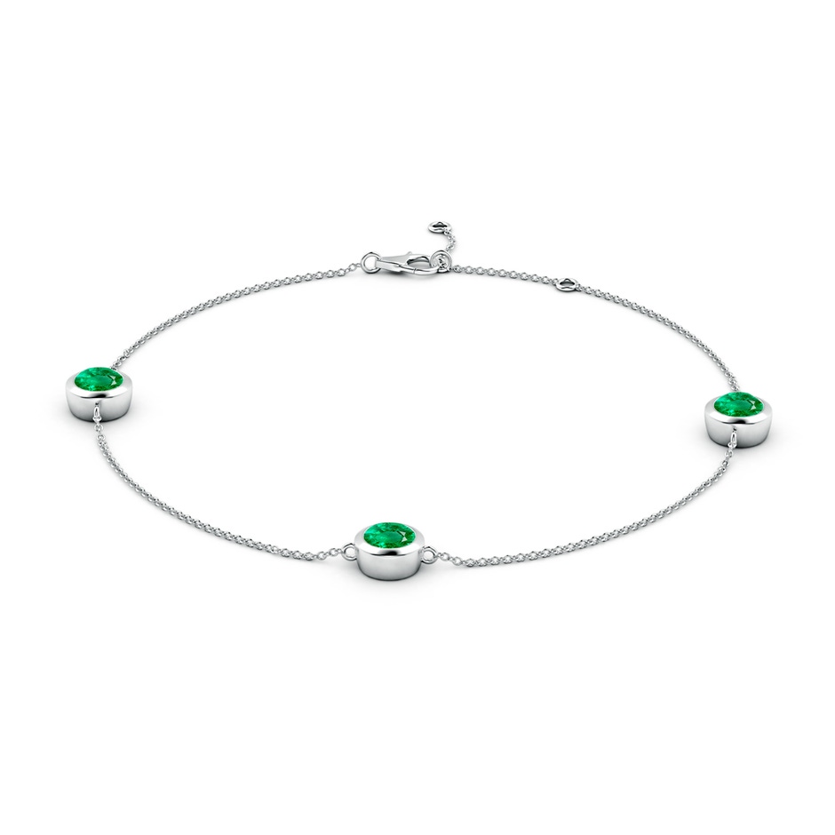 6mm AAA Bezel-Set Emerald Station Adjustable Ankle Bracelet in White Gold side 199