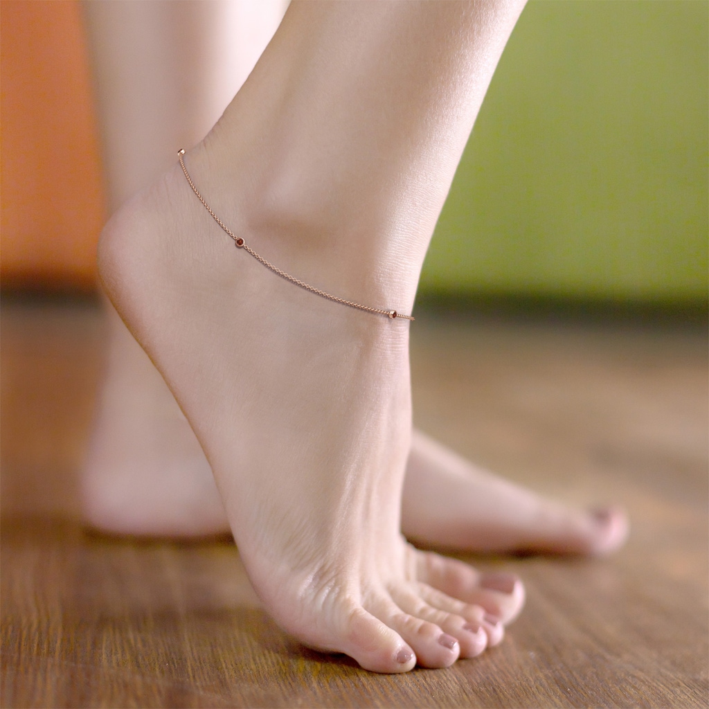 2mm AAAA Bezel-Set Garnet Station Adjustable Ankle Bracelet in Rose Gold - body_bra