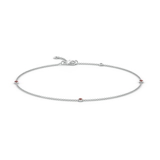 2mm AAAA Bezel-Set Garnet Station Adjustable Ankle Bracelet in White Gold