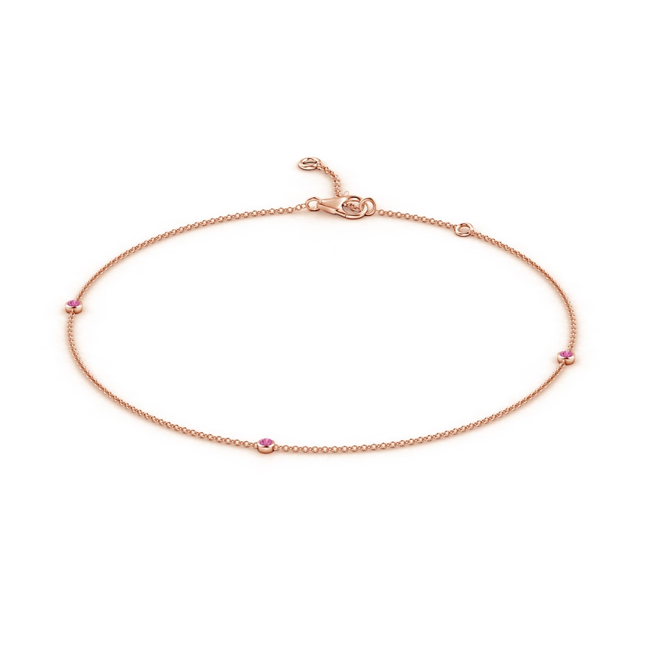 2mm AAAA Bezel-Set Pink Sapphire Station Adjustable Ankle Bracelet in Rose Gold side-1