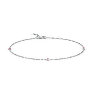 2mm AAAA Bezel-Set Pink Sapphire Station Adjustable Ankle Bracelet in White Gold