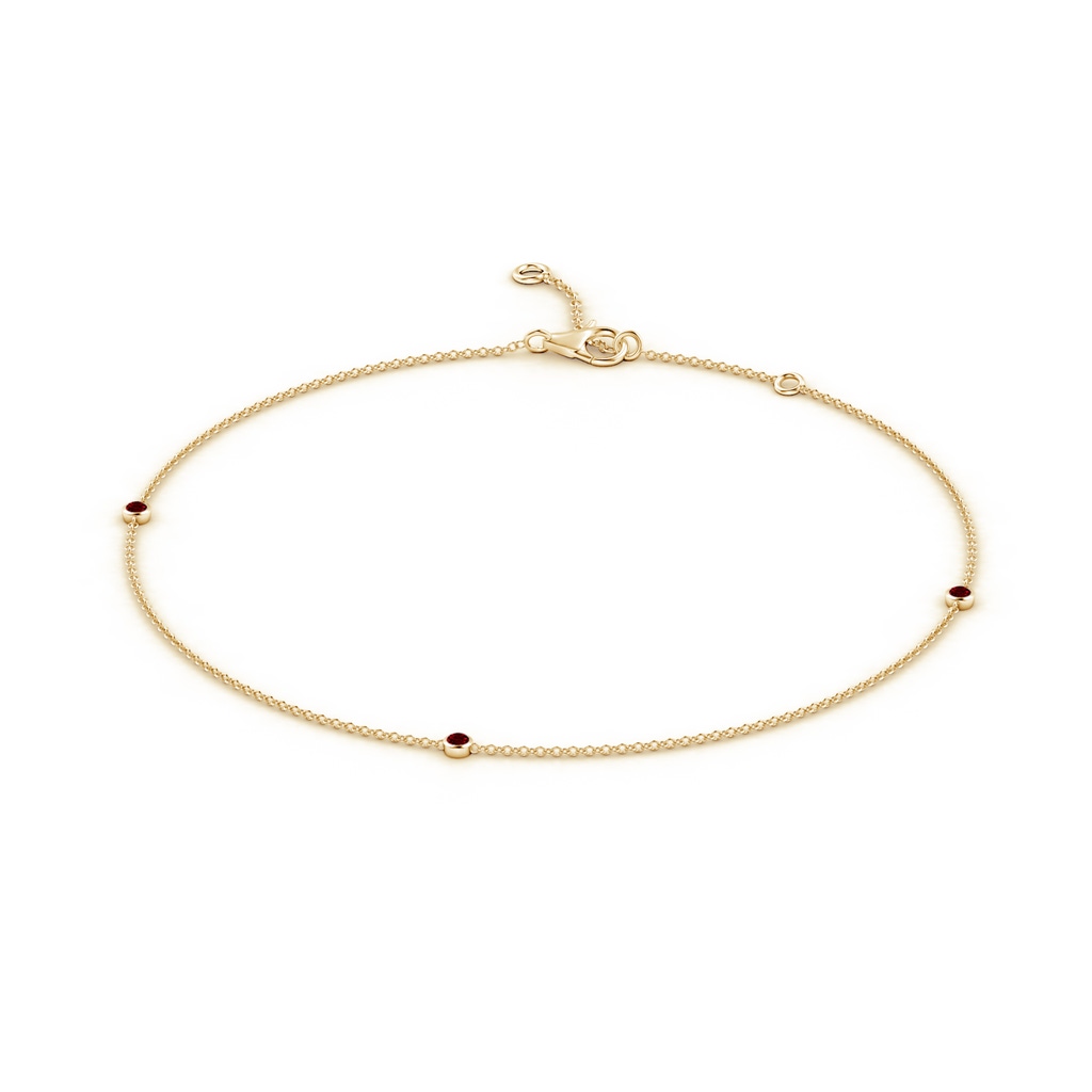 2mm AAAA Bezel-Set Ruby Station Adjustable Ankle Bracelet in 18K Yellow Gold - side 199