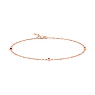 2mm AAAA Bezel-Set Ruby Station Adjustable Ankle Bracelet in Rose Gold