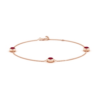 5mm AA Bezel-Set Ruby Station Adjustable Ankle Bracelet in 18K Rose Gold