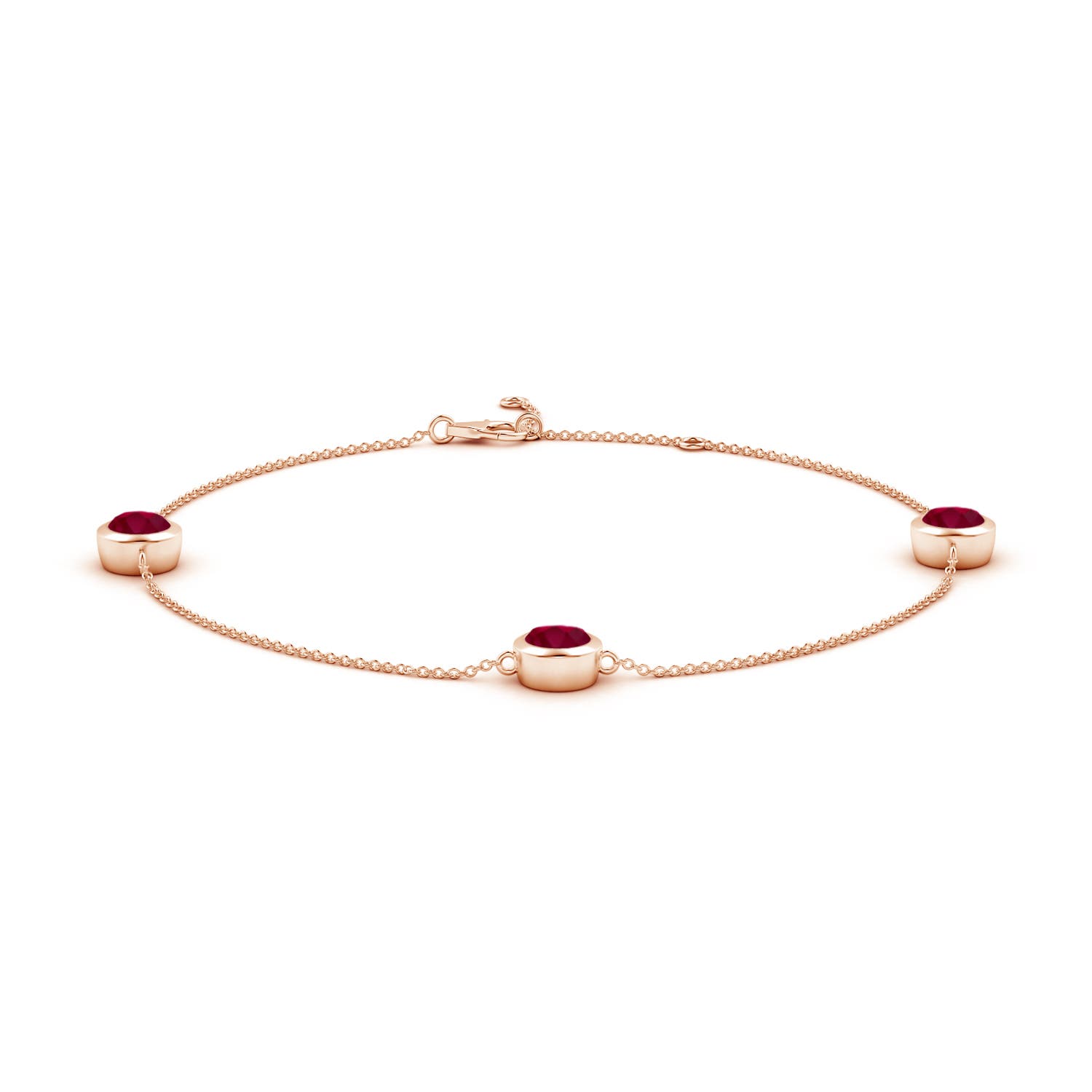 6mm A Bezel-Set Ruby Station Adjustable Ankle Bracelet in Rose Gold