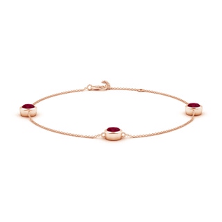 6mm A Bezel-Set Ruby Station Adjustable Ankle Bracelet in Rose Gold