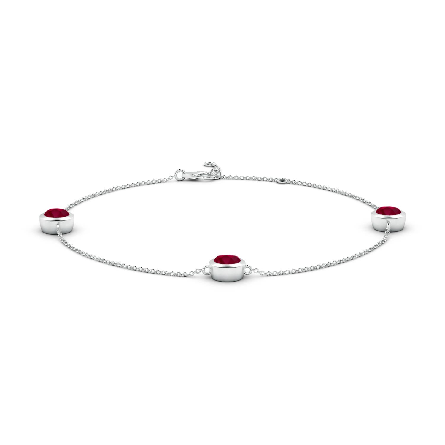 6mm A Bezel-Set Ruby Station Adjustable Ankle Bracelet in White Gold