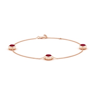 6mm AA Bezel-Set Ruby Station Adjustable Ankle Bracelet in 18K Rose Gold