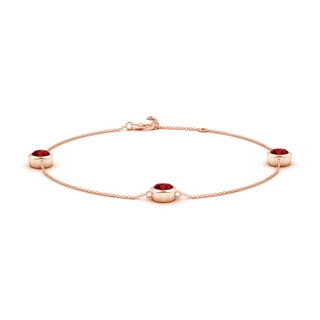 6mm AAAA Bezel-Set Ruby Station Adjustable Ankle Bracelet in 18K Rose Gold