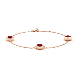 7mm AAAA Bezel-Set Ruby Station Adjustable Ankle Bracelet in 18K Rose Gold