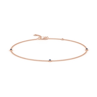 2mm AA Bezel-Set Sapphire Station Adjustable Ankle Bracelet in Rose Gold