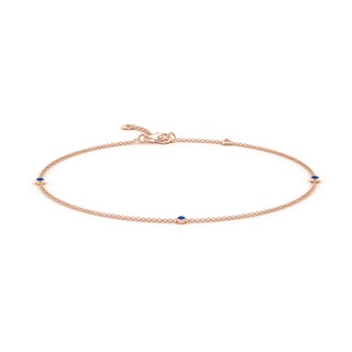 2mm AAA Bezel-Set Sapphire Station Adjustable Ankle Bracelet in Rose Gold