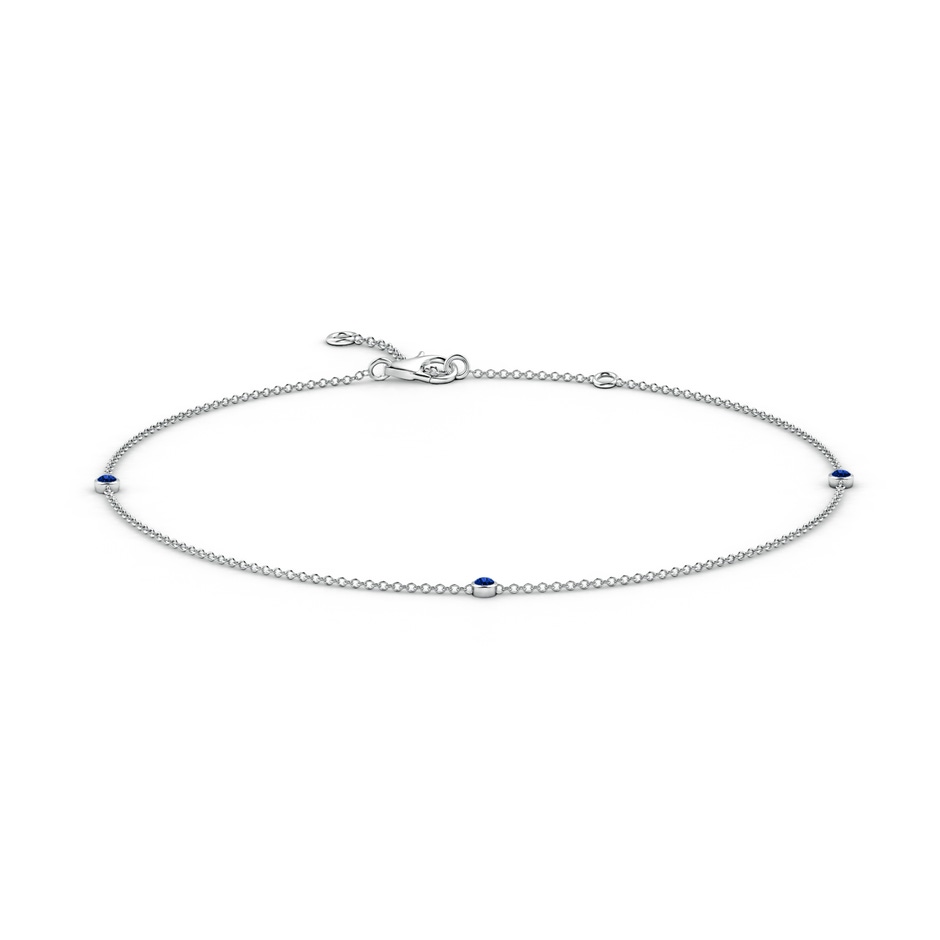 2mm AAAA Bezel-Set Sapphire Station Adjustable Ankle Bracelet in 18K White Gold 