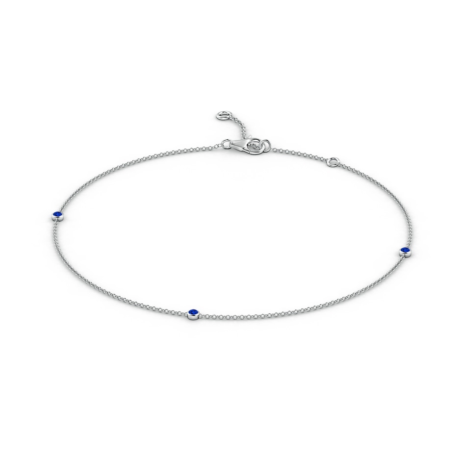 2mm AAAA Bezel-Set Sapphire Station Adjustable Ankle Bracelet in 18K White Gold side 199