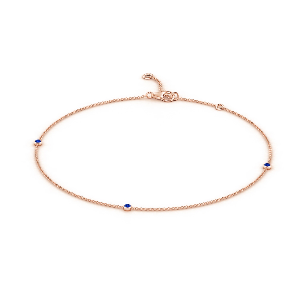 2mm AAAA Bezel-Set Sapphire Station Adjustable Ankle Bracelet in Rose Gold - side 199