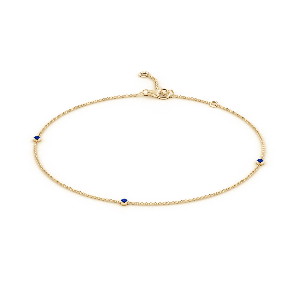 2mm AAAA Bezel-Set Sapphire Station Adjustable Ankle Bracelet in Yellow Gold - side 199