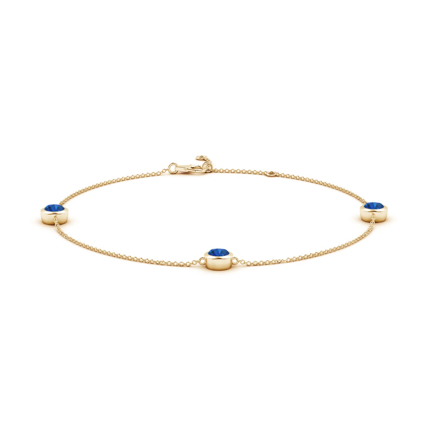 5mm AAA Bezel-Set Sapphire Station Adjustable Ankle Bracelet in 18K Yellow Gold