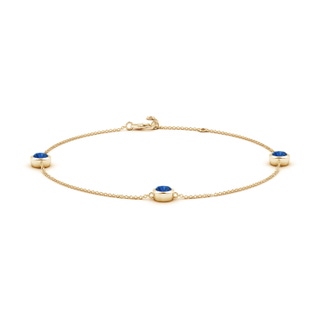 5mm AAA Bezel-Set Sapphire Station Adjustable Ankle Bracelet in Yellow Gold